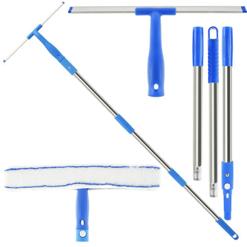 Professional Floor Window Squeegee Window Cleaner with Silicone Squeegee and Microfibre Brush for Home Windows Automatic